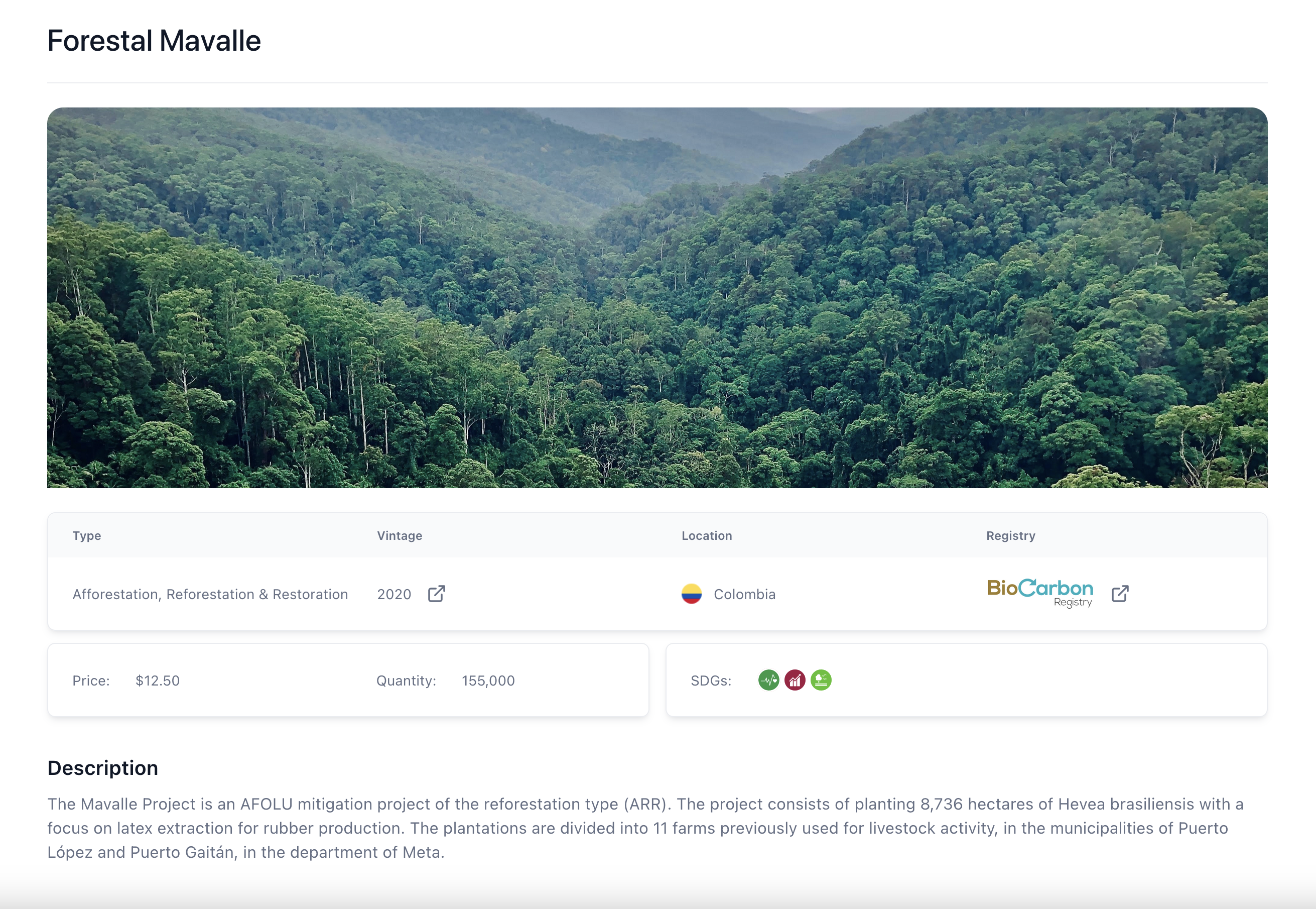 Project data page